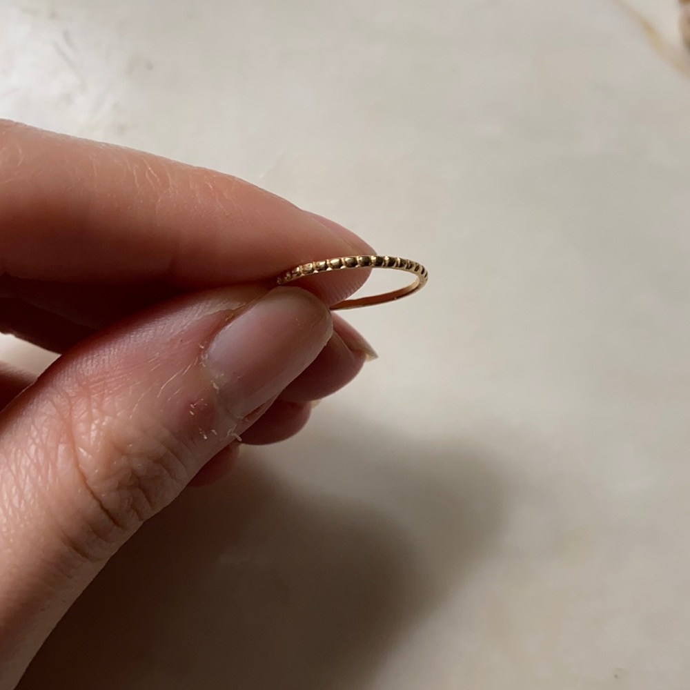 14k solid yellow gold beaded stacking ring